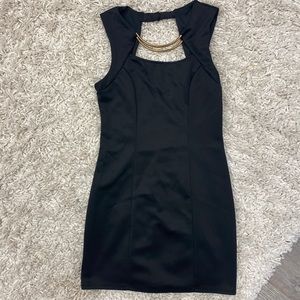 Black formal dress, short. Size large but runs small.